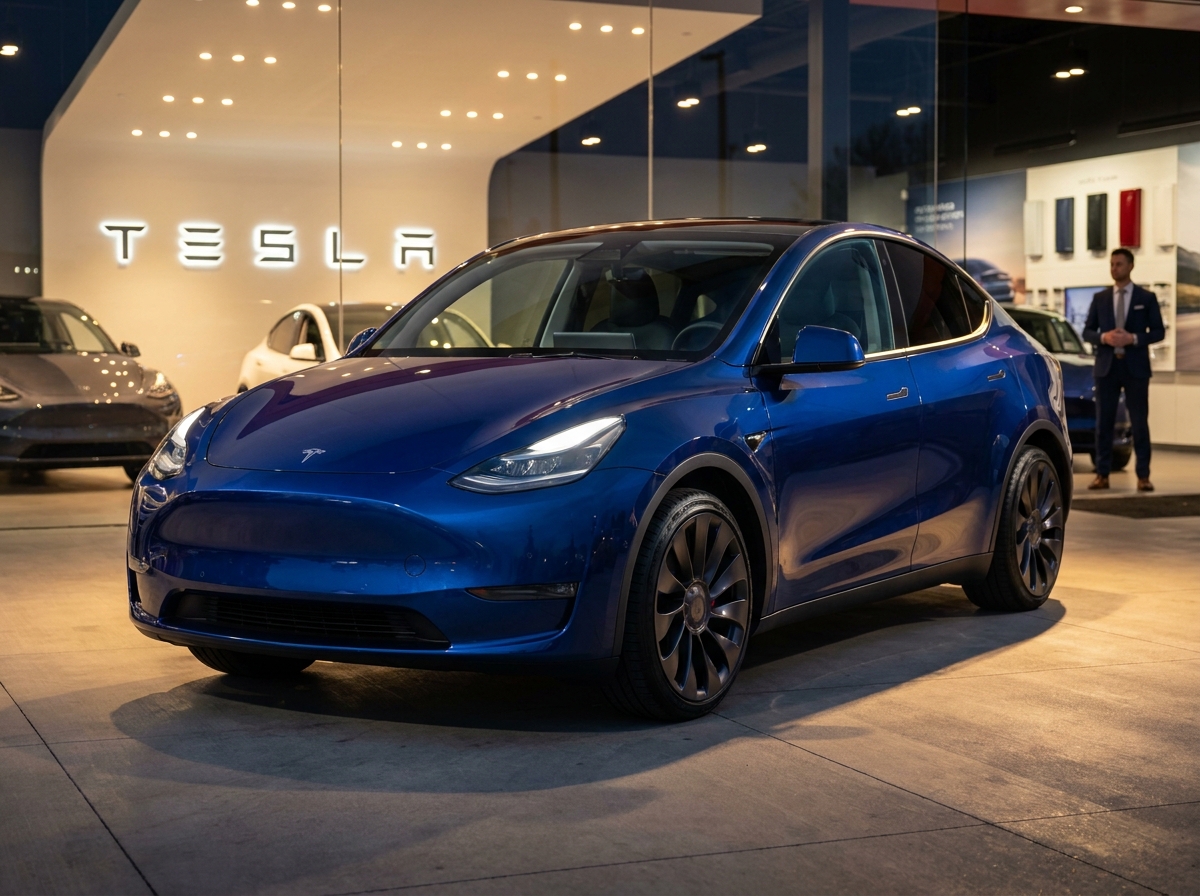 2025 Tesla Model Y in blue